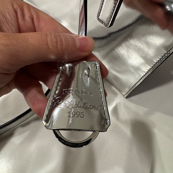 Prada Mini Spazzolato Re-Edition 1995 Bag Metallic Silver - Picture 12 of 16